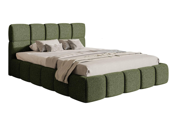 NADUVI Collection Chloe Bedframe 140 x 200 cm - Chenille - Olijfgroen
