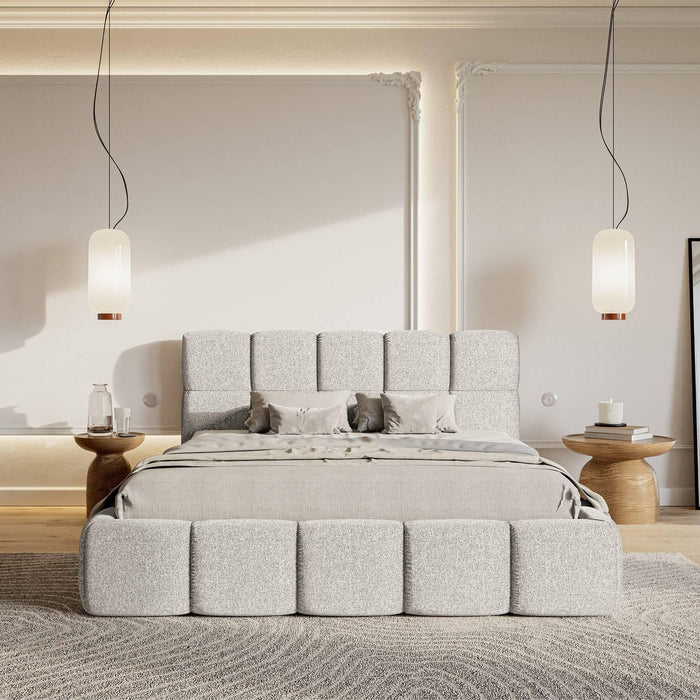 NADUVI Collection Chloe Bedframe 160 x 200 cm - Chenille - Lichtgrijs