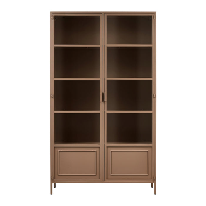 WOOOD Vitrinekast Ronja - Metaal - Military Brown - 189x110x43