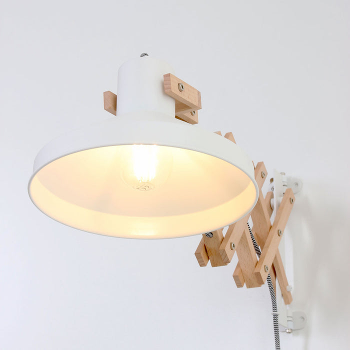 Anne Lighting - wandlamp - Woody - naturel - hout metaal - schaarlamp - E27 - 7900BE