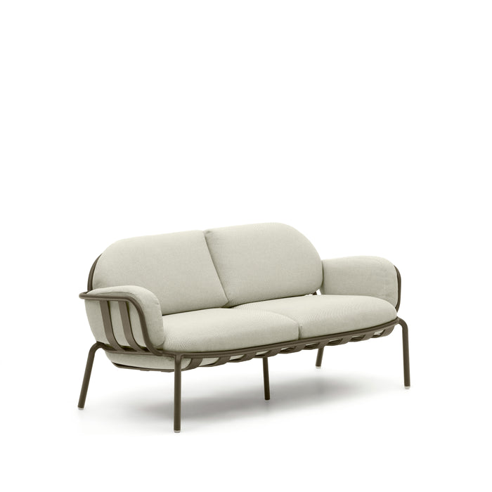 Kave Home - Joncols 2 zits buitenbank in aluminium met groen gelakte