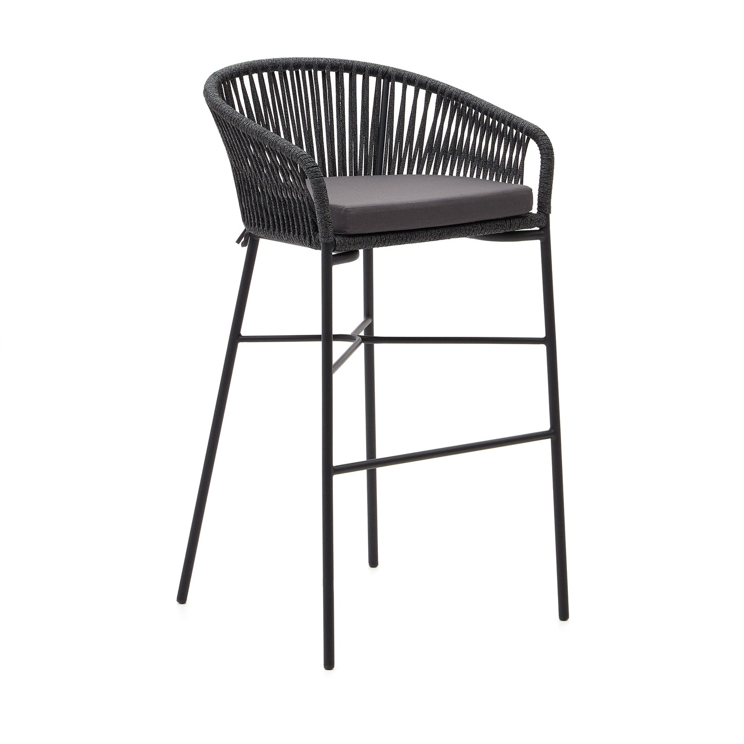 Kave Home - Yanet touwkruk in zwart 80 cm hoog