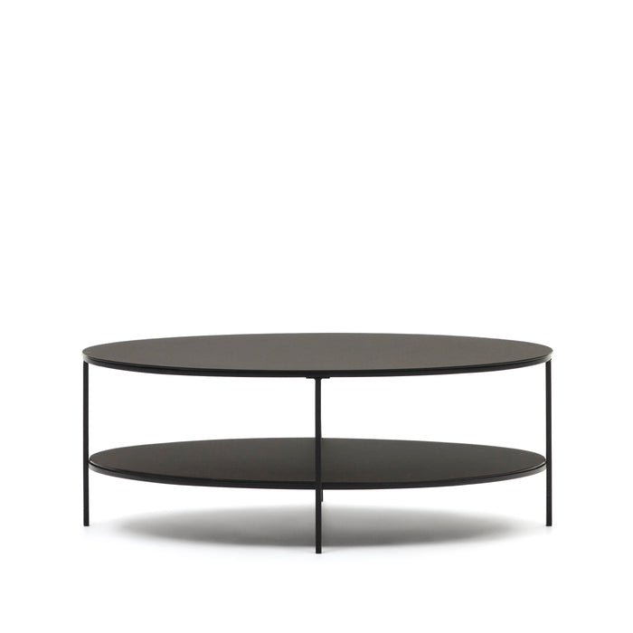 Kave Home - Fideia salontafel van gehard glas en metaal met matzwarte