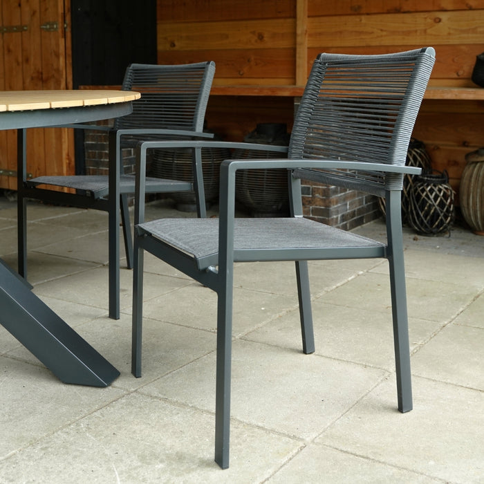 Vito dining tuinstoel | touw + textileen | stapelbaar | antraciet