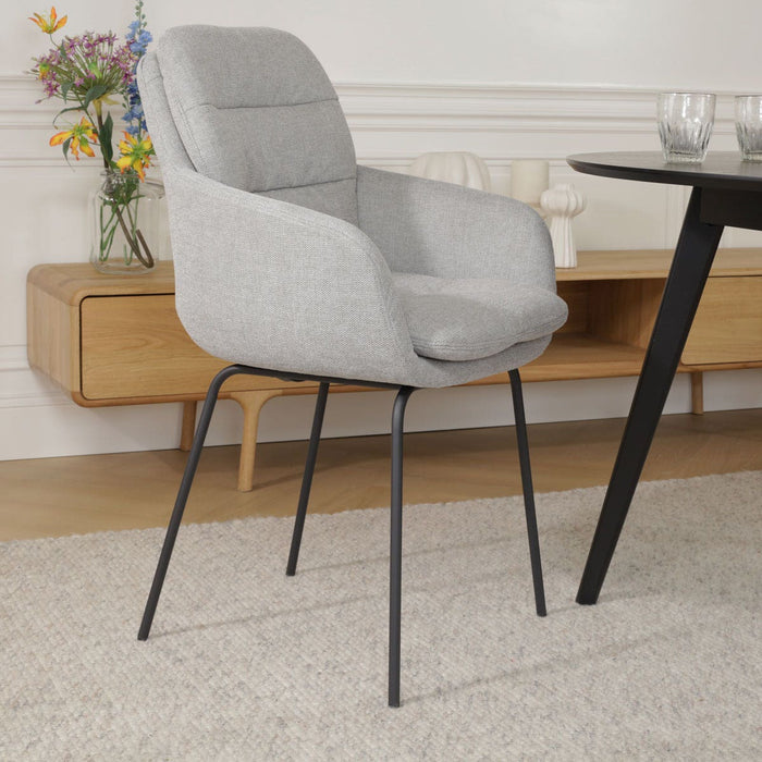 Nolon Nora-Mia Eetkamerstoel Grijs - met Armleuning - Zwart