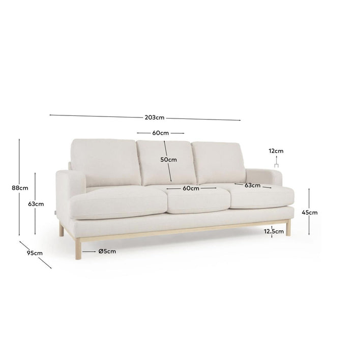 Kave Home Mihaela 3-Zitsbank - Wit