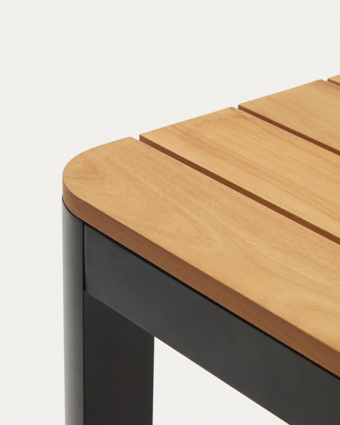 Kave Home - Bona 100% buitentafel in massief teakhout en aluminium met