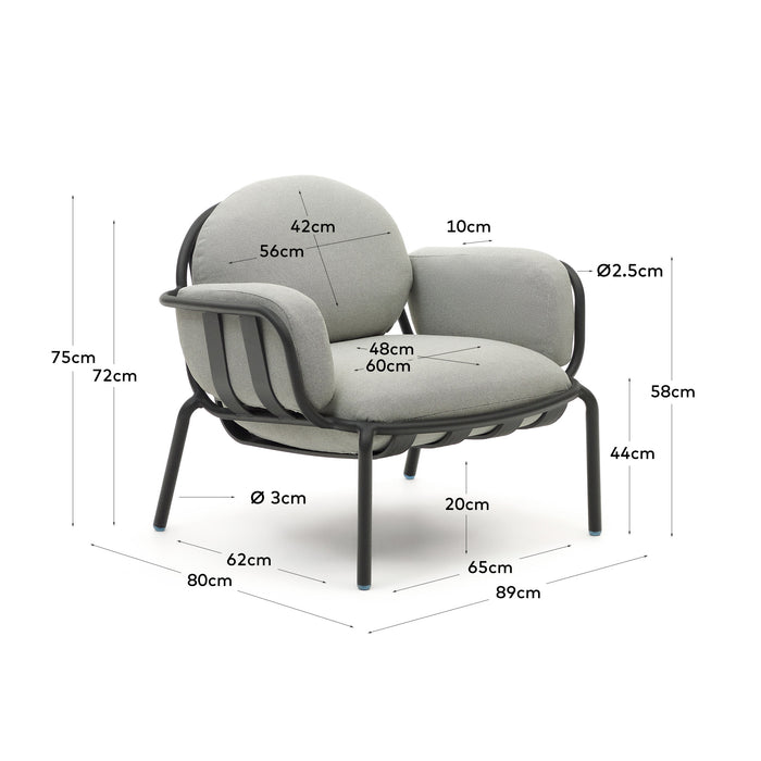 Kave Home - Joncols outdoor fauteuil in aluminium met grijs gelakte