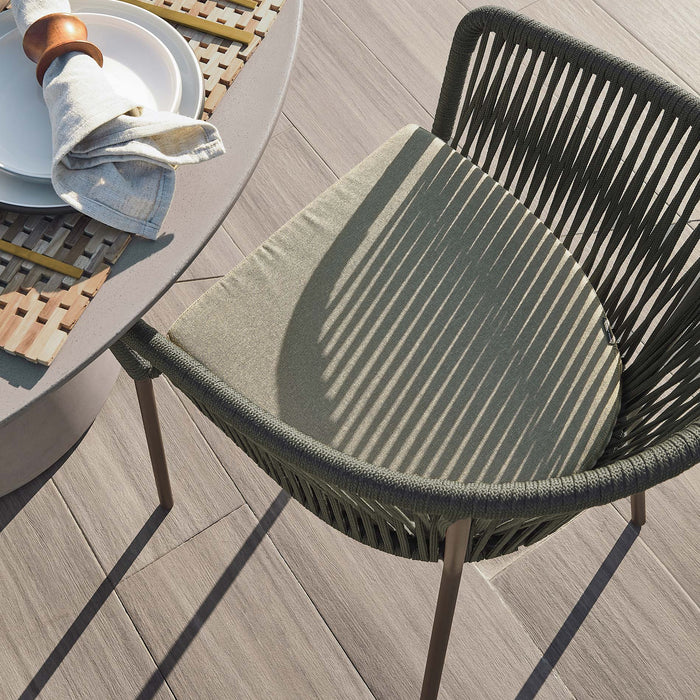 Kave Home - Yanet groene touwstoel met gegalvaniseerde stalen poten