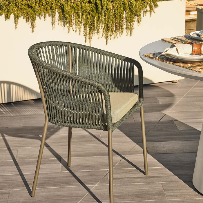 Kave Home - Yanet groene touwstoel met gegalvaniseerde stalen poten