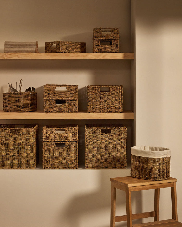 Kave Home - Set Tossa medium van 2 natuurvezel manden