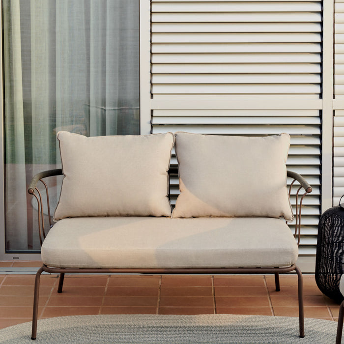 Kave Home - Salguer 2-zitsbank in groen touw en staal met bruin