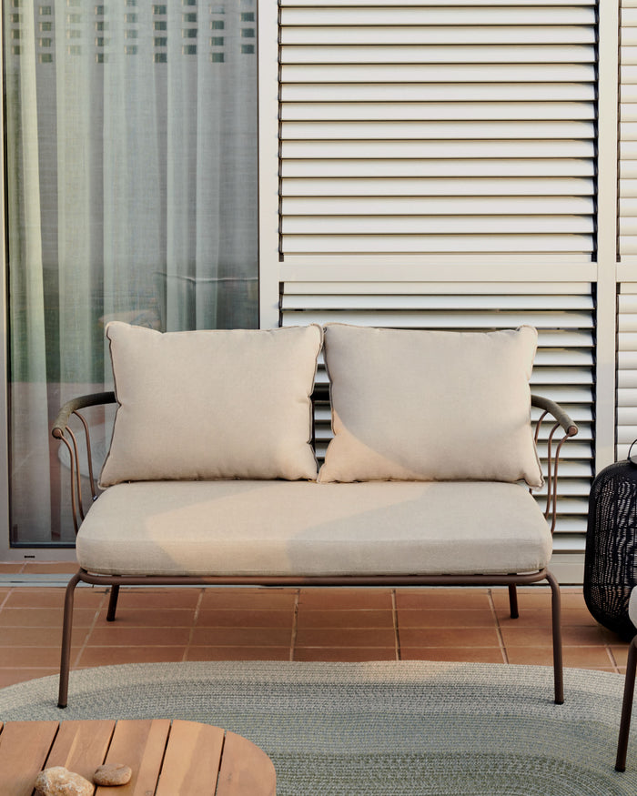 Kave Home - Salguer 2-zitsbank in groen touw en staal met bruin