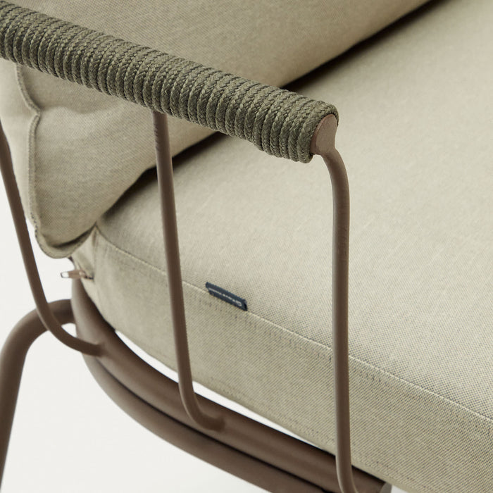 Kave Home - Salguer 2-zitsbank in groen touw en staal met bruin