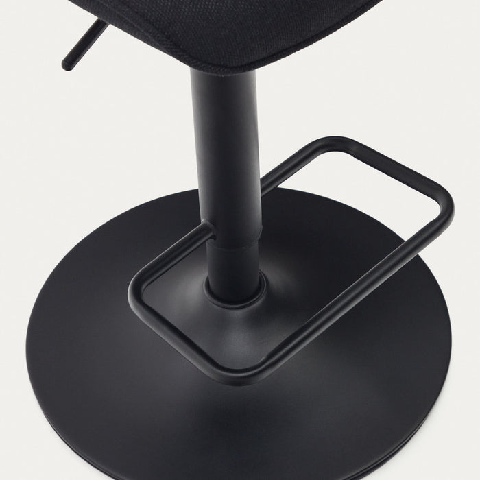 Kave Home - Zenda-kruk in zwart chenille en staal in matzwart