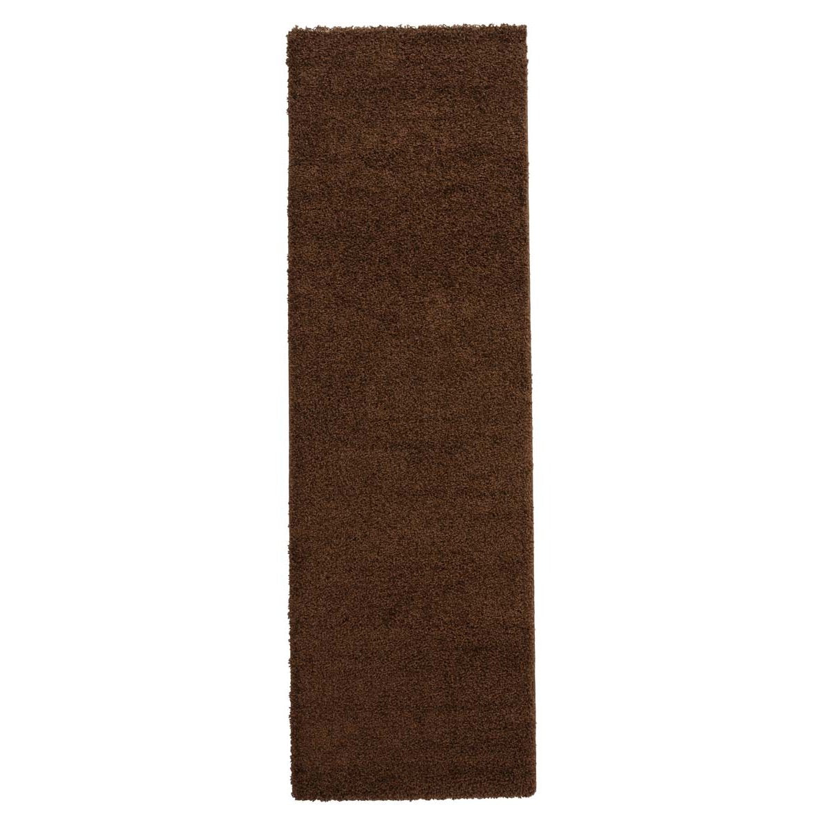 Tapeso Hoogpolige loper shaggy Trend effen - bruin - 80x250 cm