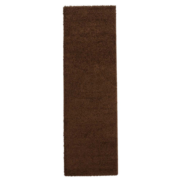 Tapeso Hoogpolige loper shaggy Trend effen - bruin - 80x250 cm