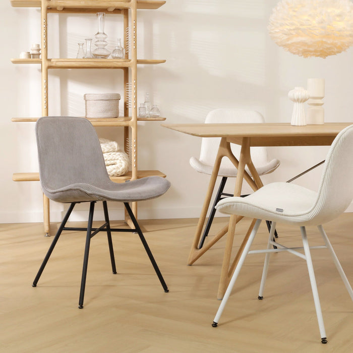 Nolon Noa-Fé Eetkamerstoel Ribstof Warm Grijs - Stof - Zwart Onderstel