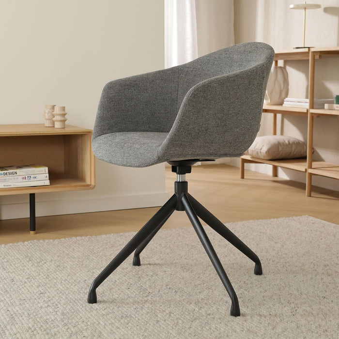 Nolon Nola-Otis Eetkamerstoel Donkergrijs - Draaibaar Zwart Onderstel