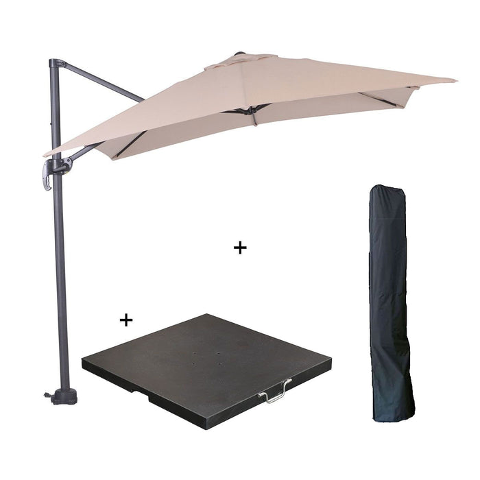 Garden Impressions parasol S 250x250 - d. grijs|ecru+voet en hoes