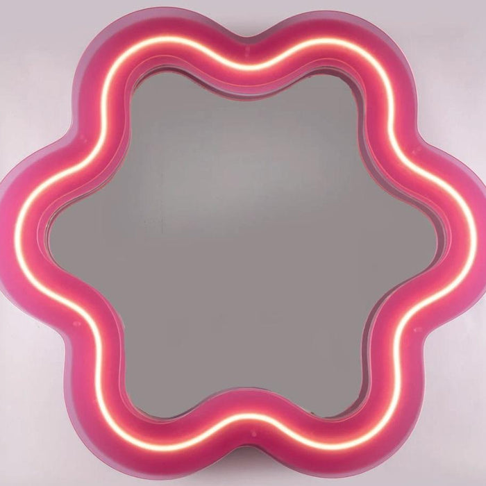 Seletti Supercurve Flower spiegel met verlichting 119x108 roze