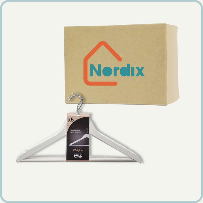 Nordix Kledinghangers Set 5 stuks Wit Hout Kleerhangers