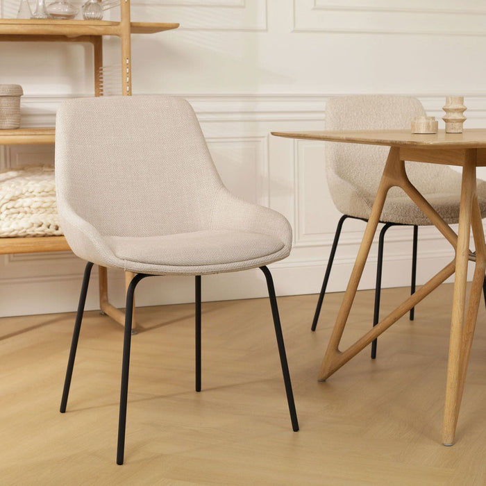 Nolon Nora-Isa Eetkamerstoel Beige - Stof - Zwart Onderstel