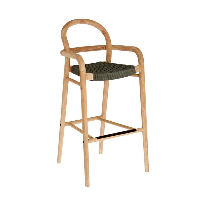 Kave Home - Sheryl kruk in massief eucalyptus hout en groen touw