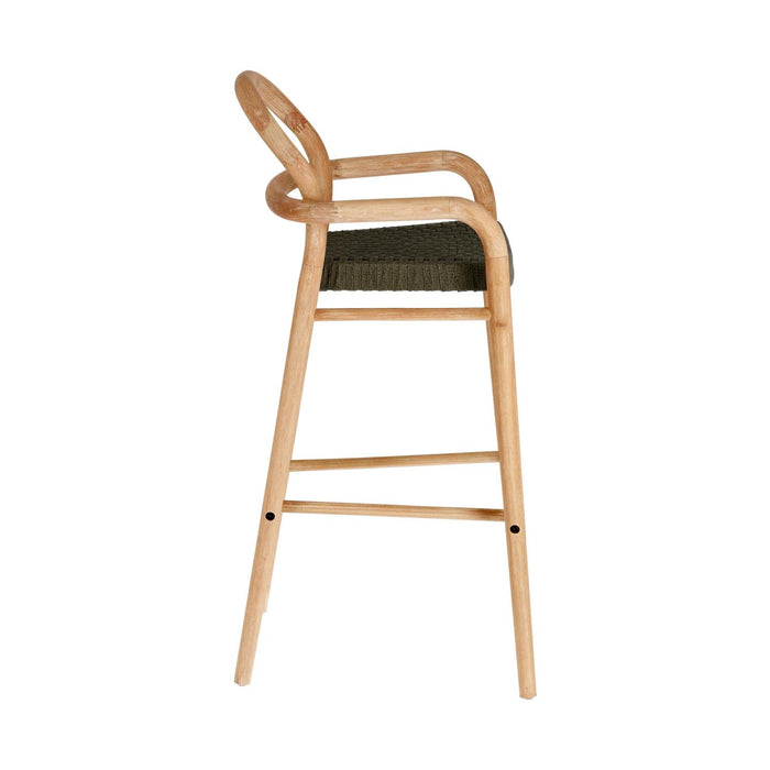Kave Home - Sheryl kruk in massief eucalyptus hout en groen touw