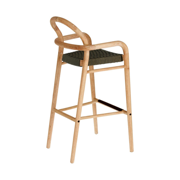 Kave Home - Sheryl kruk in massief eucalyptus hout en groen touw