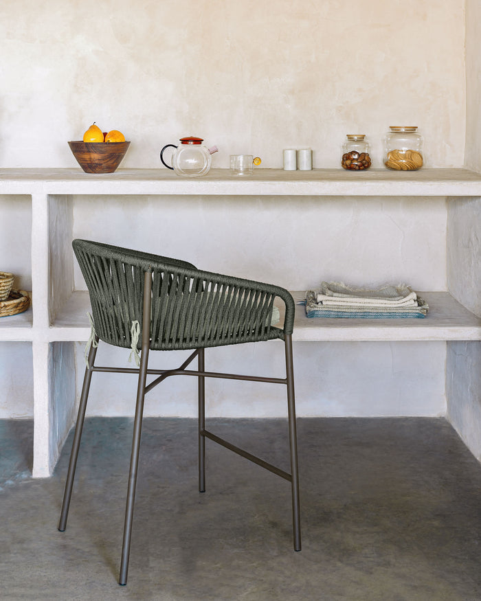 Kave Home - Yanet groen touw kruk hoogte 65 cm