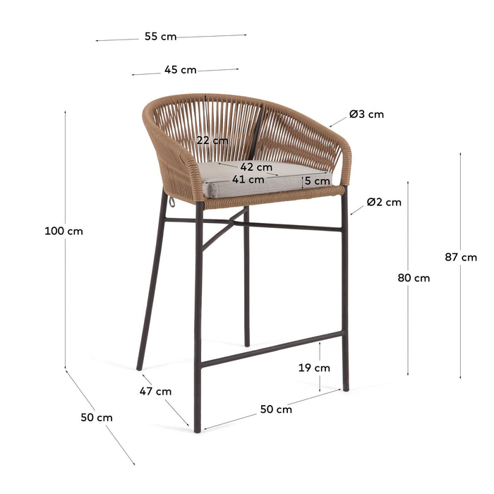 Kave Home - Yanet touwkruk in beige 80 cm hoog