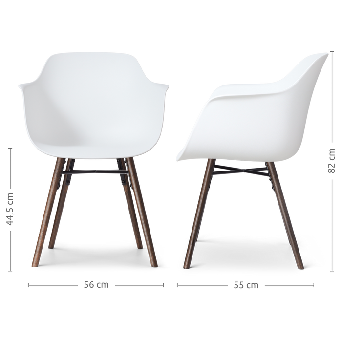 Nolon Nena-Puk Eetkamerstoel Wit - Armleuning - Walnoot Onderstel