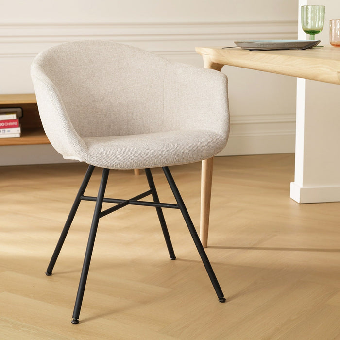 Nolon Noa-Otis Eetkamerstoel Beige - met Armleuning - Zwart