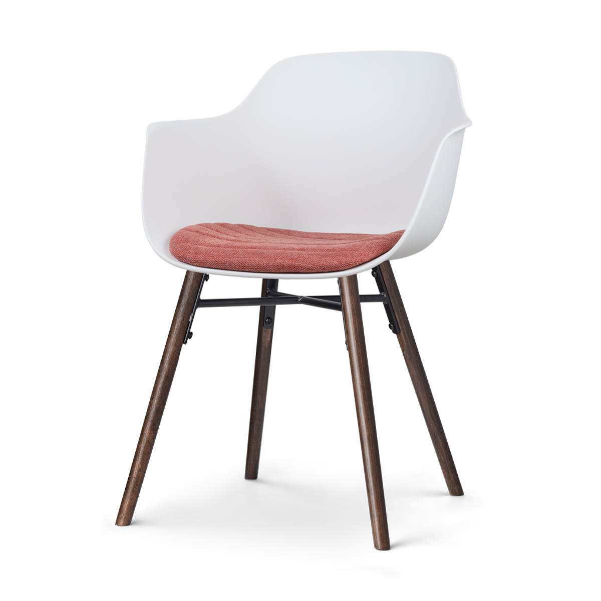 Nolon Nena-Liz Eetkamerstoel Wit - Terracotta Kussen - Walnoot