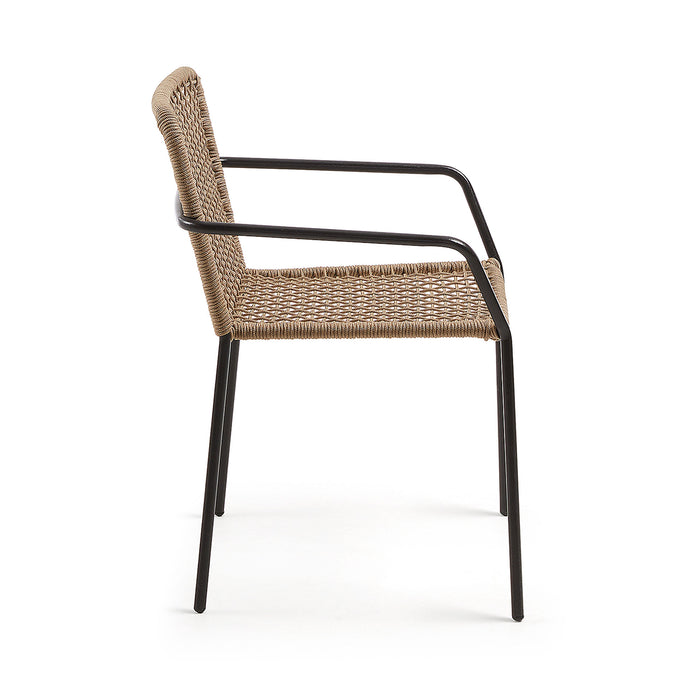 Kave Home - Ellen stoel van beige touw en gegalvaniseerd staal