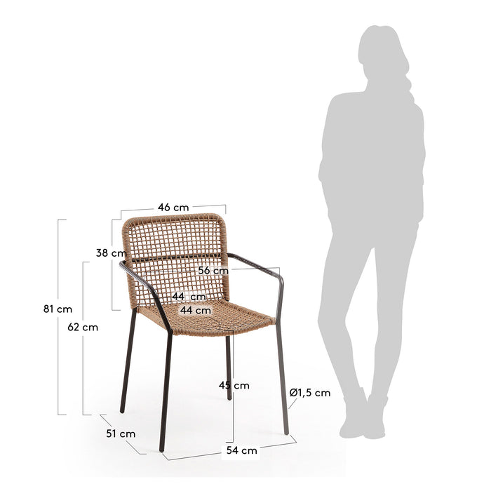 Kave Home - Ellen stoel van beige touw en gegalvaniseerd staal