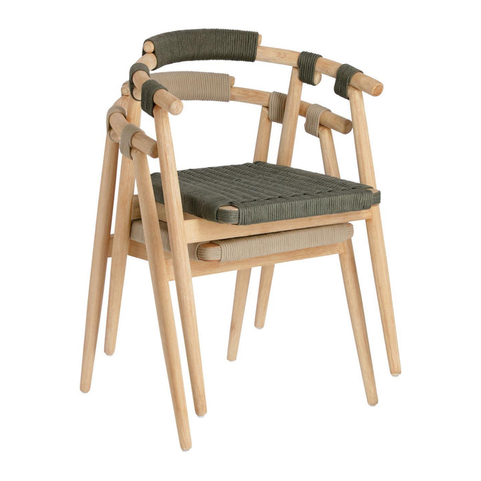 Kave Home - Majela stoel in massief eucalyptus met eiken afwerking en