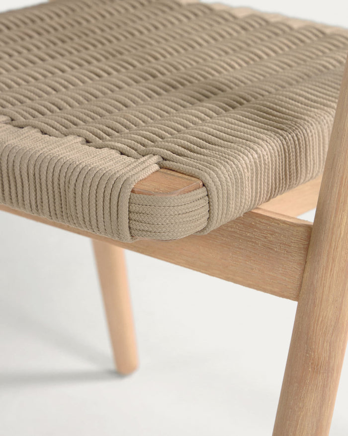 Kave Home - Majela stoel in massief eucalyptus met eiken afwerking en