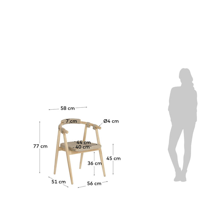 Kave Home - Majela stoel in massief eucalyptus met eiken afwerking en