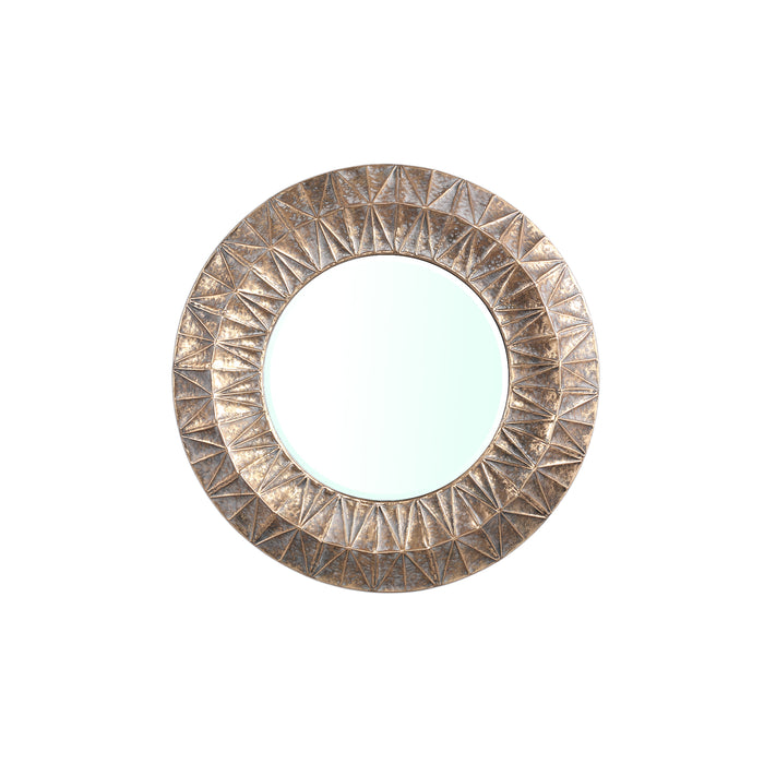 PTMD Lorrix Gold iron mirror with lines pattern round