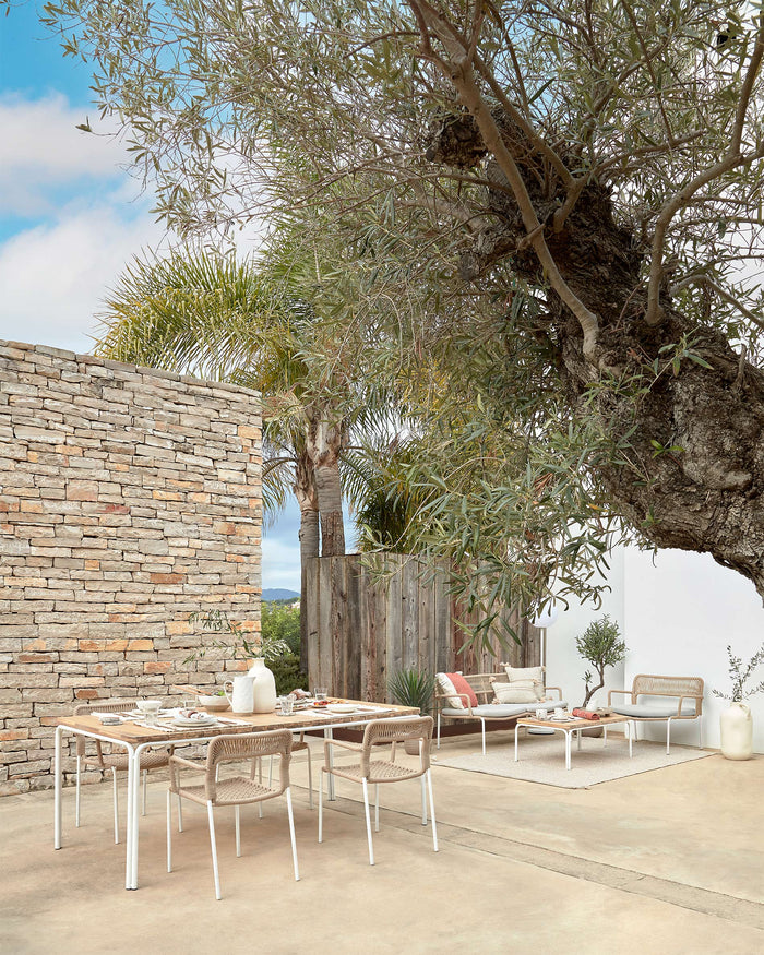 Kave Home - Cailin fauteuil in beige koord met gegalvaniseerde stalen