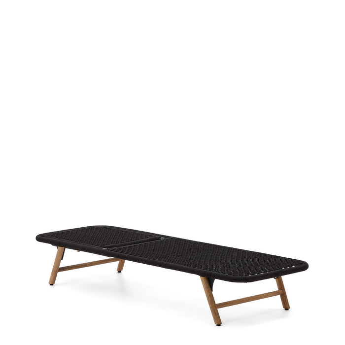 Kave Home - Ligstoel Dandara met zwart stalen frame, touw en poten van