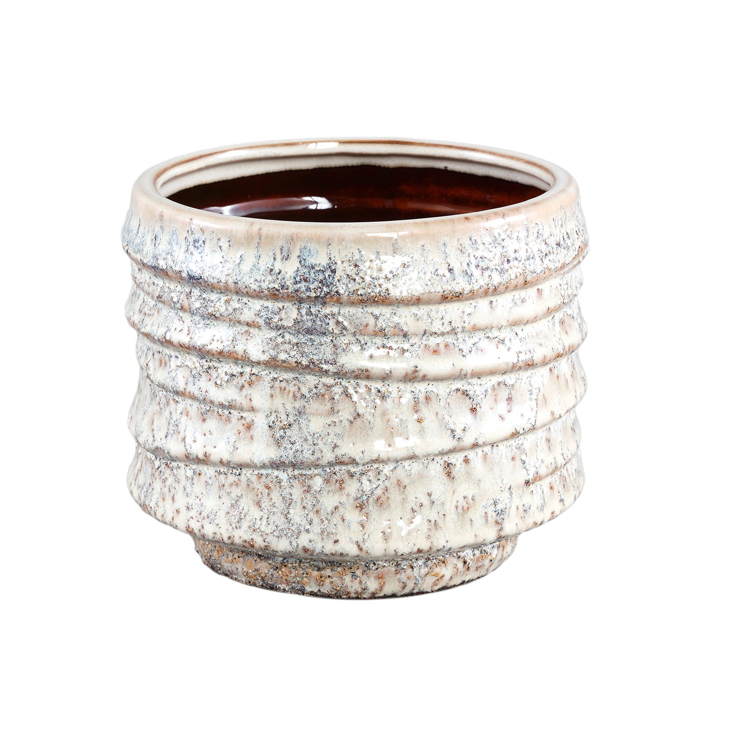 PTMD Hindouy Cream ceramic pot wavy round L