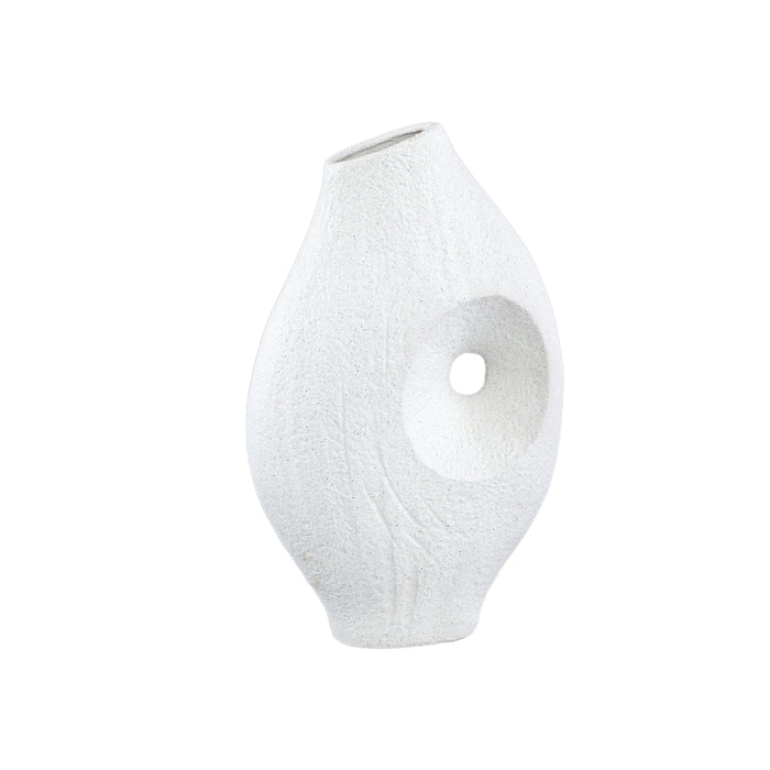 PTMD Fabiol White ceramic organic pot with hole