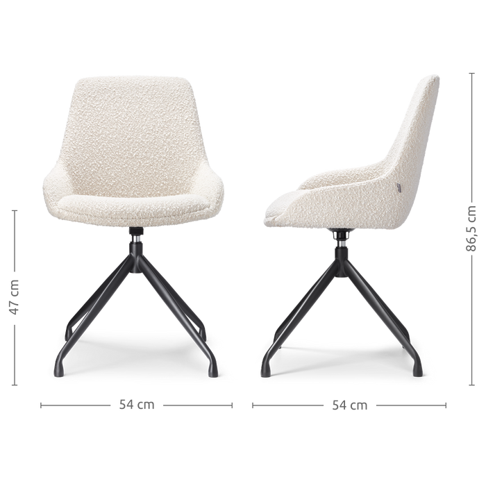 Nolon Nola-Isa Eetkamerstoel Bouclé Beige - Draaibaar Zwart Onderstel