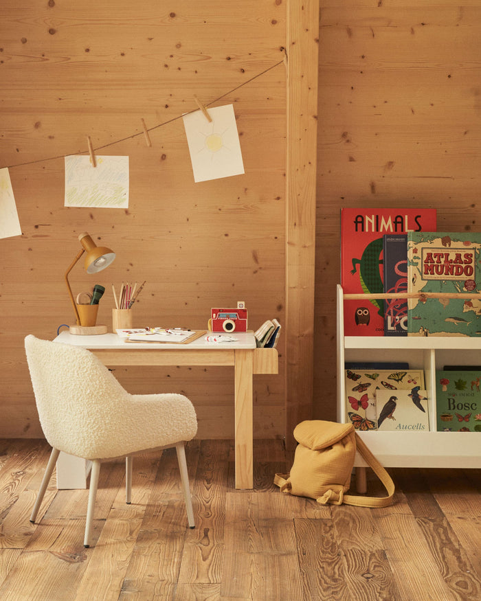 Kave Home - Witte Serwa-bureau van MDF met poten en details van