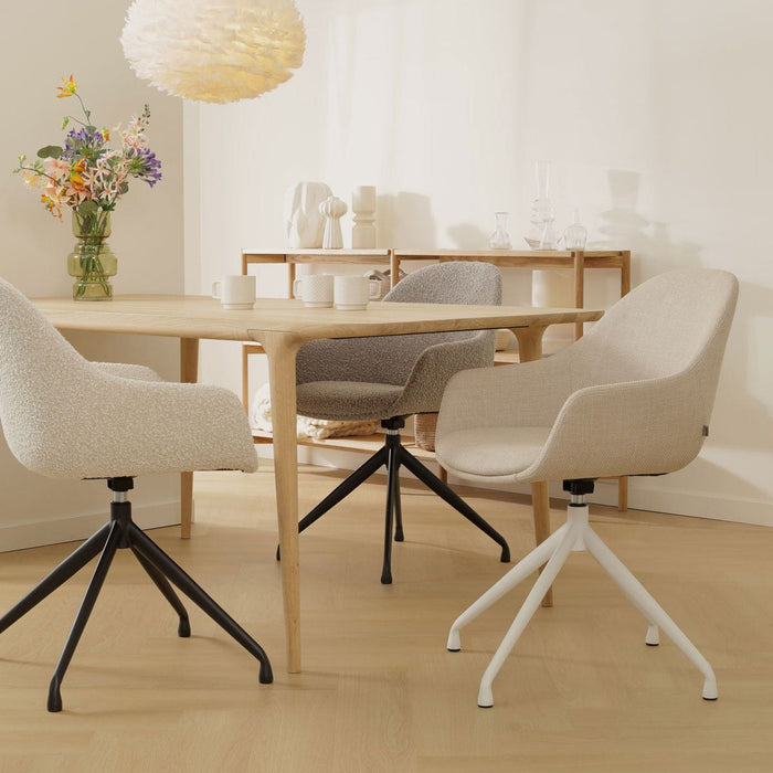 Nolon Nola-Mae Eetkamerstoel Beige - Draaibaar Zwart Onderstel
