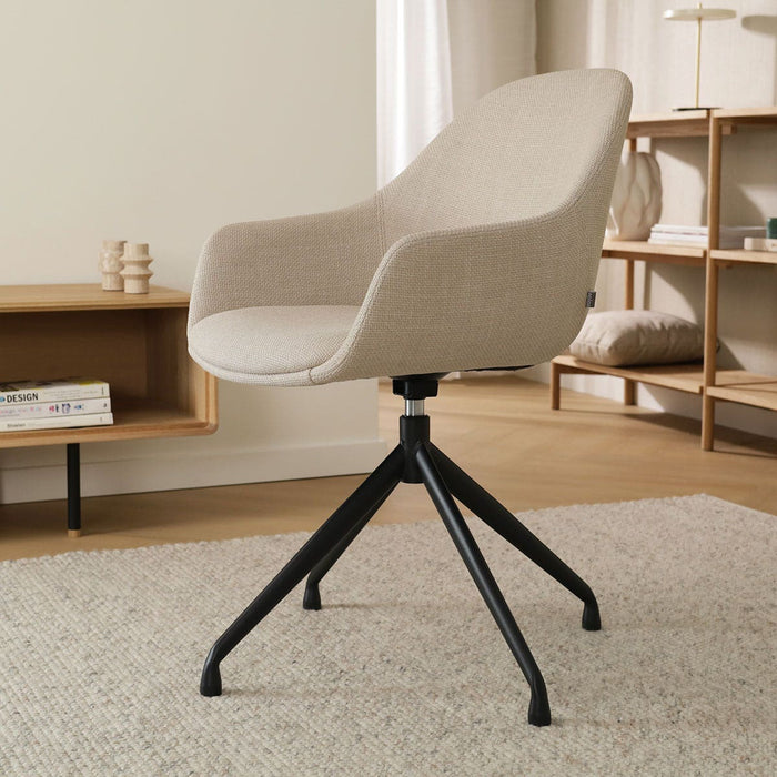 Nolon Nola-Mae Eetkamerstoel Beige - Draaibaar Zwart Onderstel