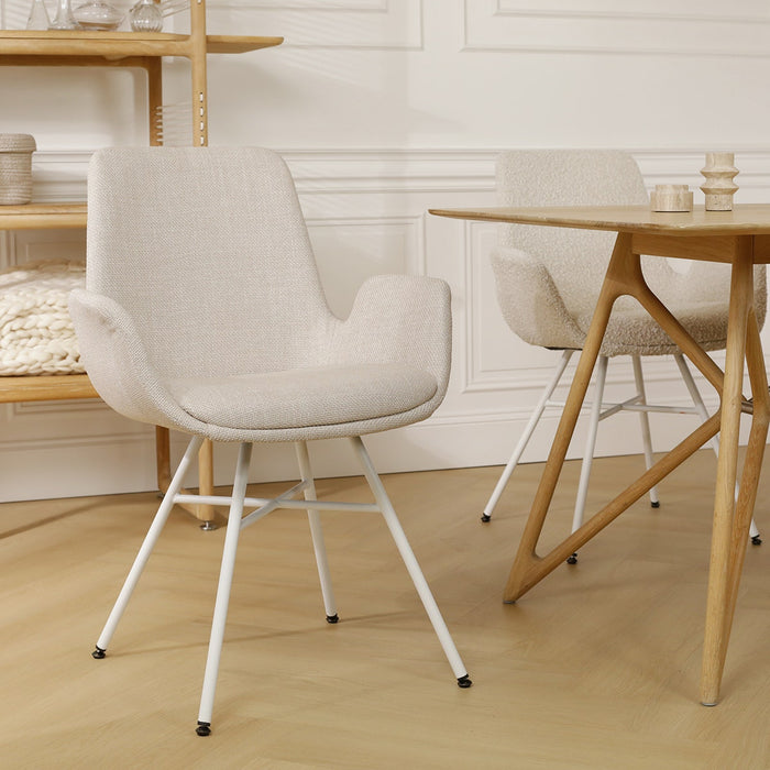 Nolon Noa-Eef Eetkamerstoel Beige - met Armleuning - Wit
